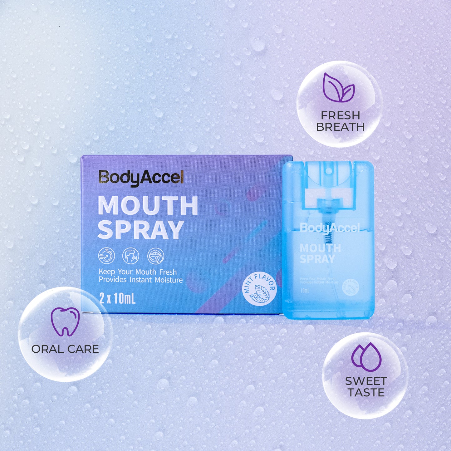 🔥🔥BodyAccel Dry Mouth Spray, Probiotic Oral Spray, Oral Spray Portable, Bad Breath for Adults - 2pc 0.7oz, Fast Acting, Non-Acidic, Long-Lasting Fresh