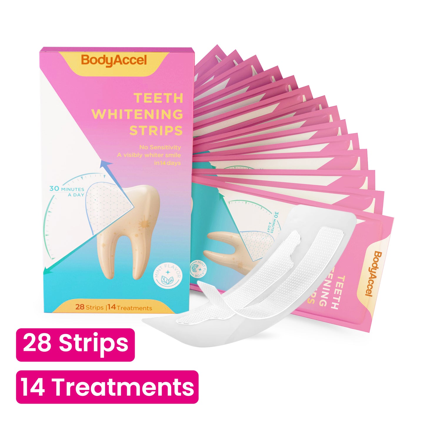 🔥🔥BodyAccel Teeth Whitening Strips, 7/14 Day Treatments